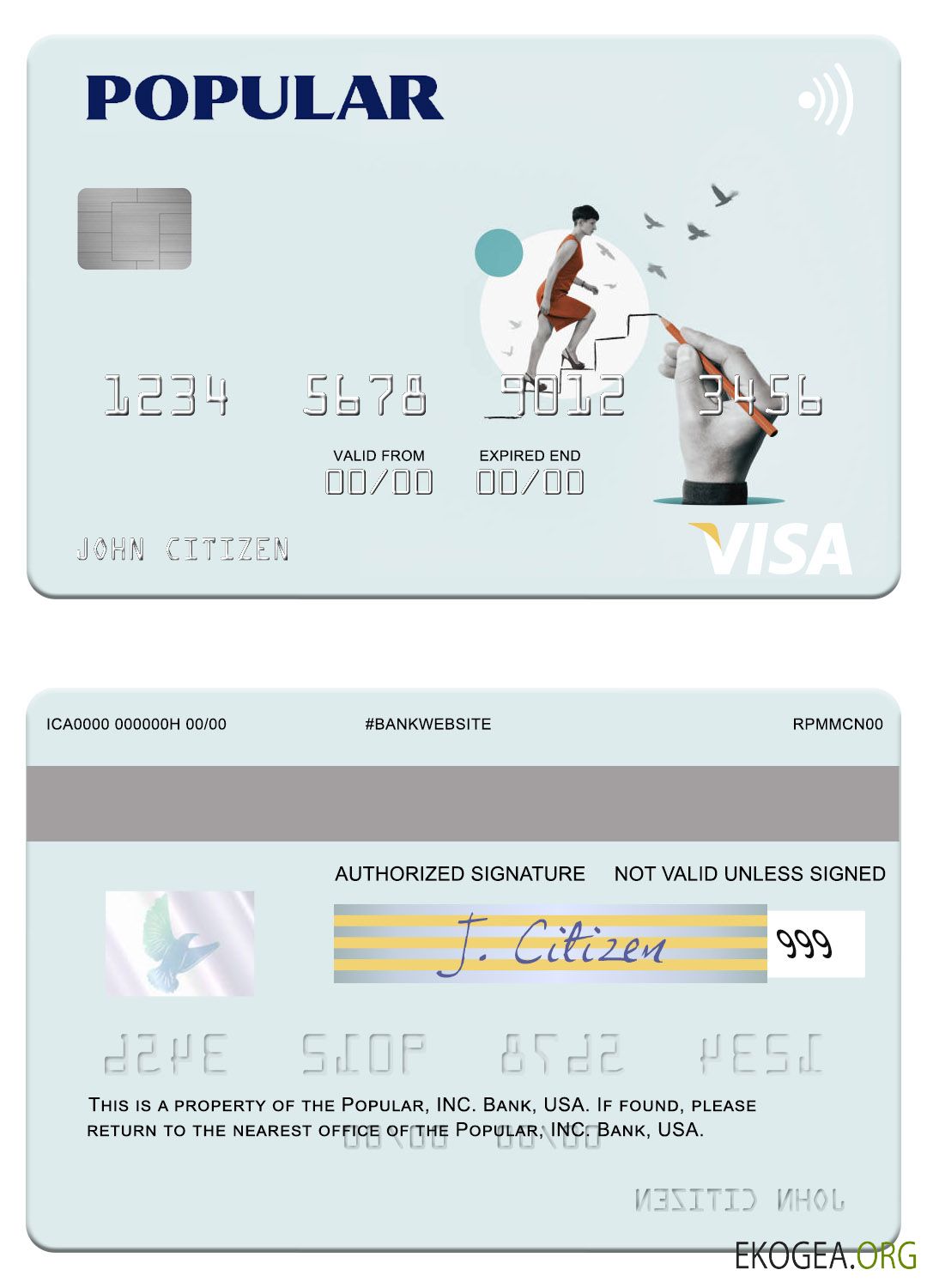 Carte visa bancaire USA Popular, Inc.